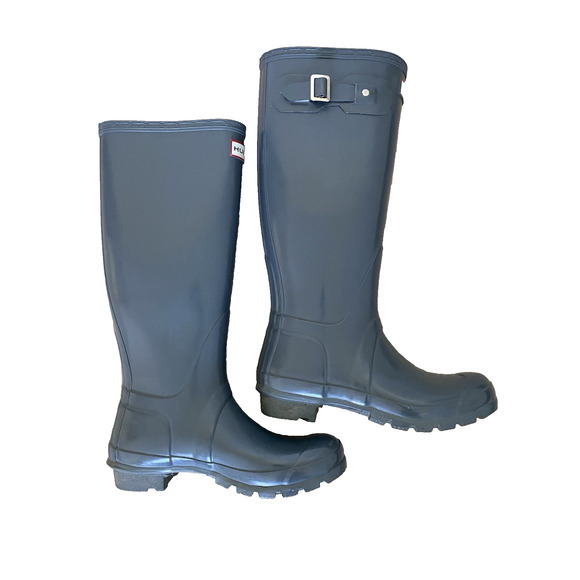 Authentic Hunter Original Tall Gloss Rain Boots Gray Graphite Womens Size 6 - Picture 8 of 15